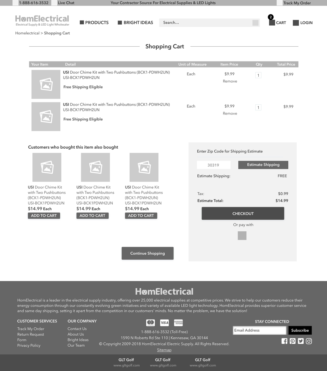 Shopping cart wireframe