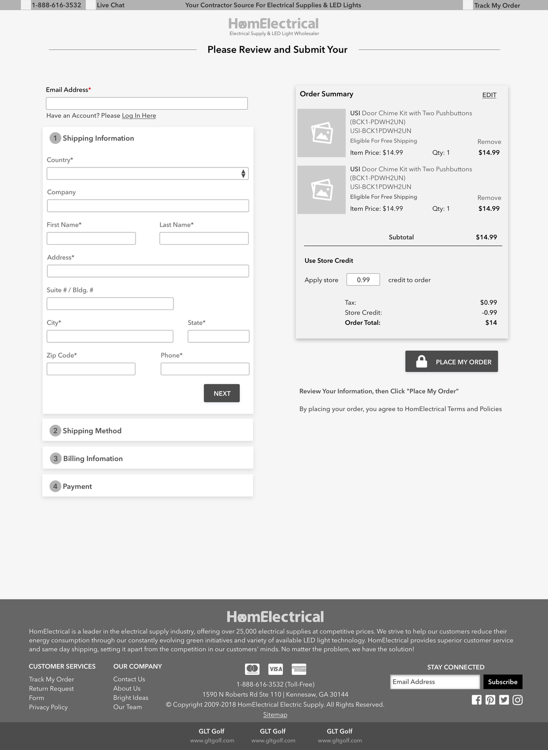 Checkout shipping wireframe