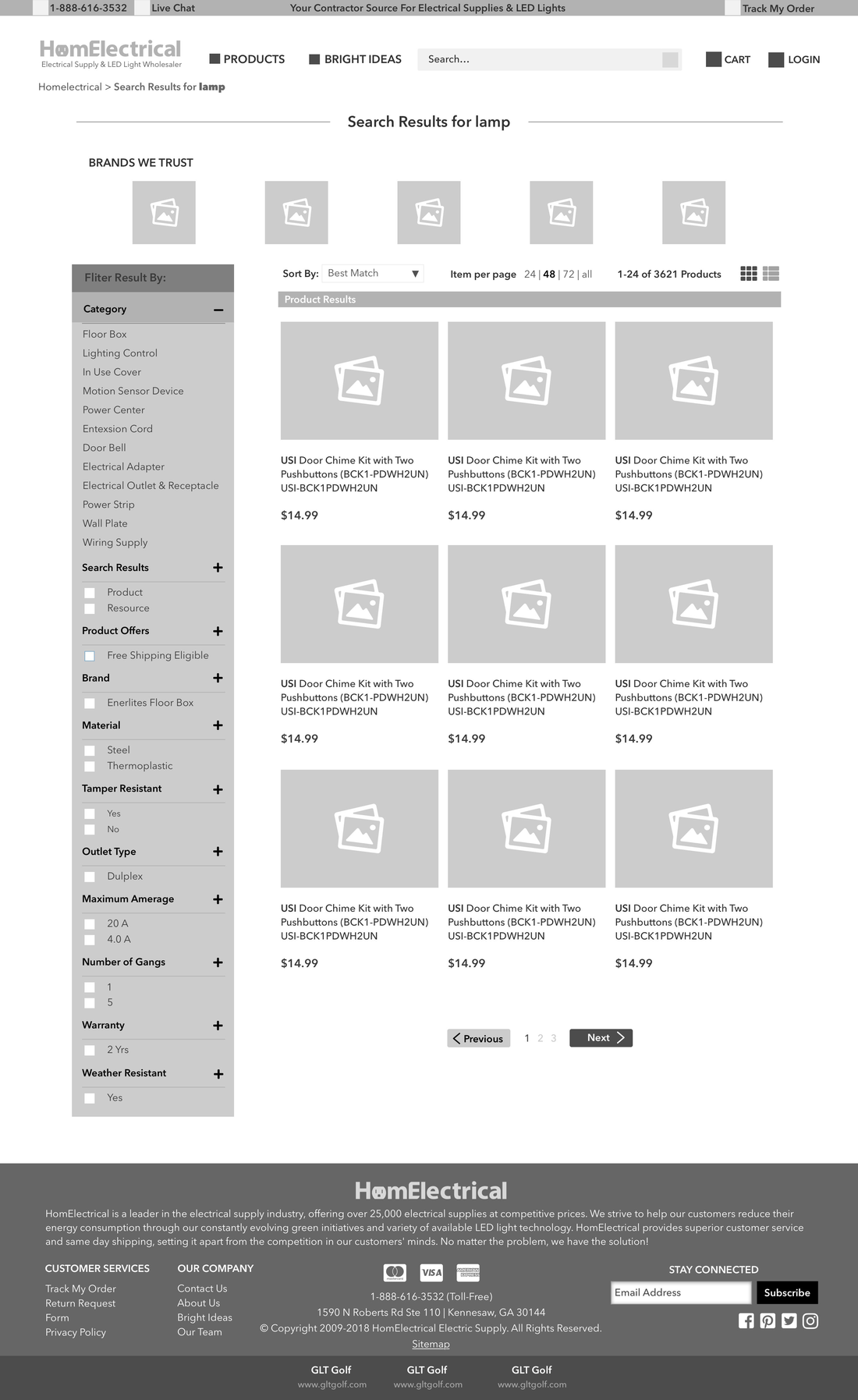 Search results wireframe